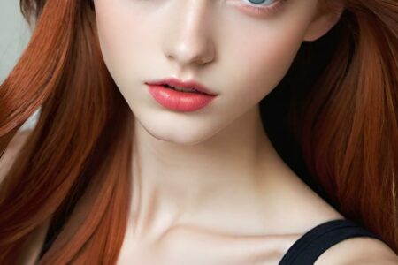 AI girl with red hair wallpaper