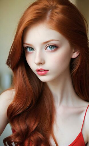 AI girl with red hair wallpaper