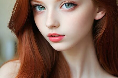 AI girl with red hair wallpaper