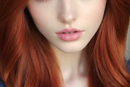AI girl with red hair wallpaper