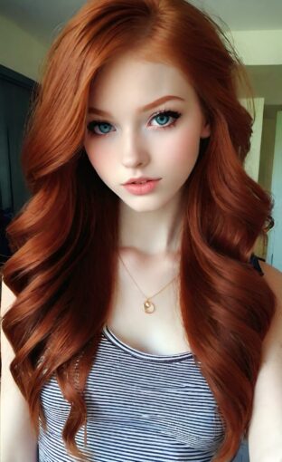 AI girl with red hair wallpaper