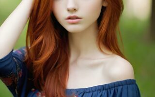 AI girl with red hair wallpaper