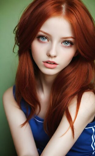 AI girl with red hair wallpaper