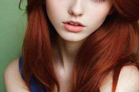 AI girl with red hair wallpaper