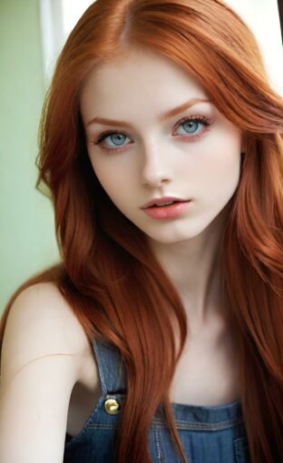AI girl with red hair wallpaper