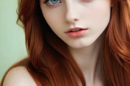 AI girl with red hair wallpaper