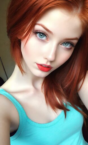 AI girl with red hair wallpaper