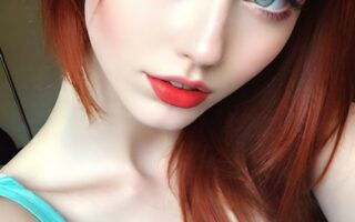 AI girl with red hair wallpaper
