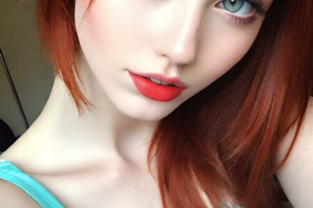 AI girl with red hair wallpaper