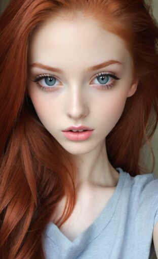AI girl with red hair wallpaper
