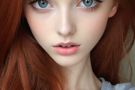 AI girl with red hair wallpaper