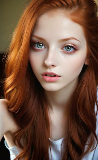 AI girl with red hair wallpaper