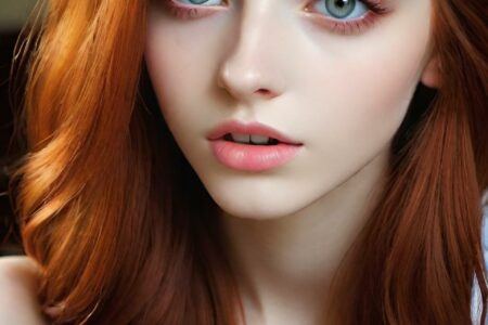 AI girl with red hair wallpaper
