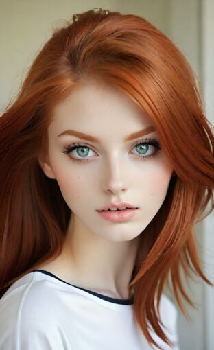 AI girl with red hair wallpaper