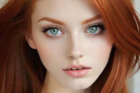 AI girl with red hair wallpaper