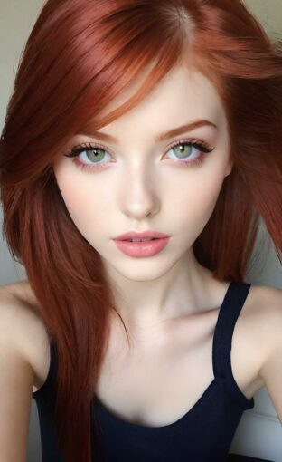 AI girl with red hair wallpaper