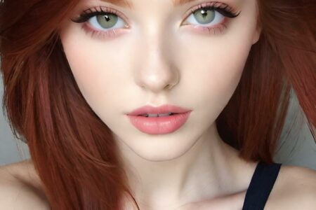AI girl with red hair wallpaper