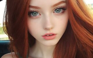 AI girl with red hair wallpaper