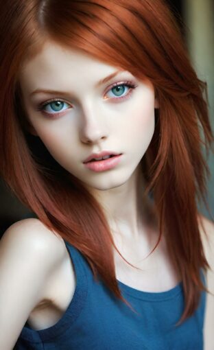 AI girl with red hair wallpaper