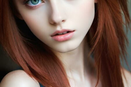 AI girl with red hair wallpaper