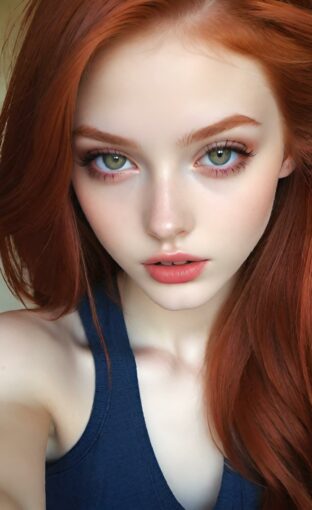 AI girl with red hair wallpaper