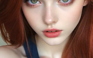 AI girl with red hair wallpaper