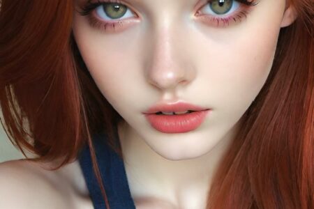AI girl with red hair wallpaper