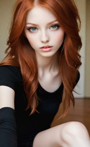 AI girl with red hair wallpaper