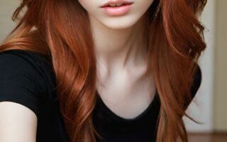 AI girl with red hair wallpaper