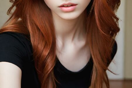 AI girl with red hair wallpaper