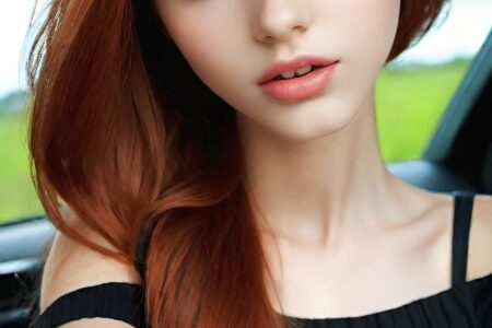 AI girl with red hair wallpaper