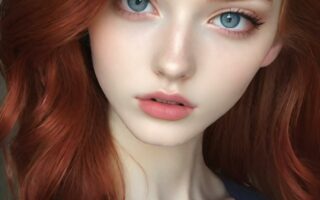 AI girl with red hair wallpaper
