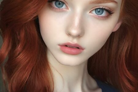 AI girl with red hair wallpaper