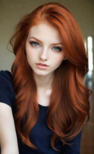 AI girl with red hair wallpaper