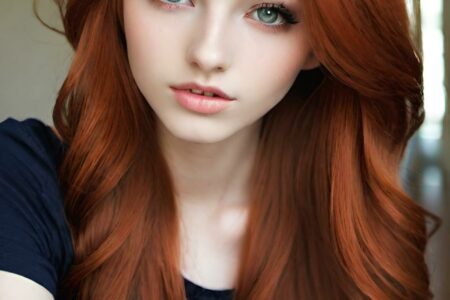 AI girl with red hair wallpaper
