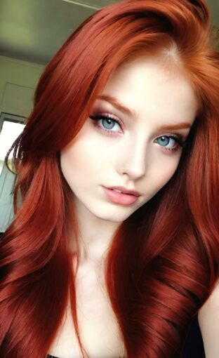 AI girl with red hair wallpaper