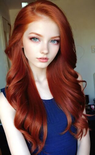 AI girl with red hair wallpaper