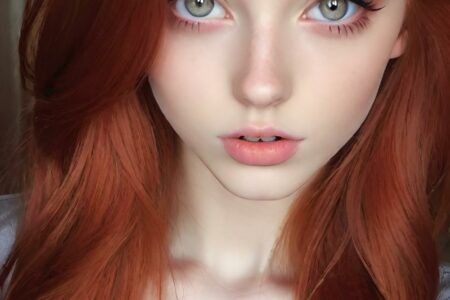 AI girl with red hair wallpaper