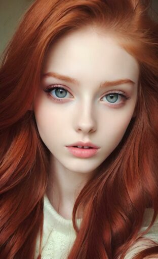 AI girl with red hair wallpaper