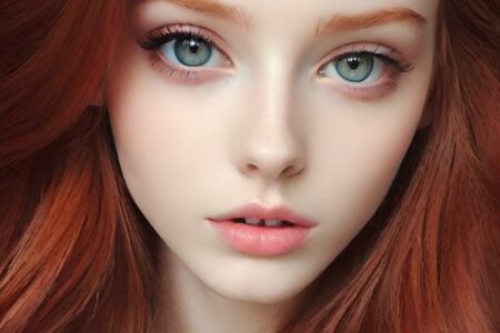 AI girl with red hair wallpaper