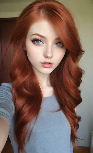 AI girl with red hair wallpaper