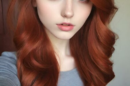 AI girl with red hair wallpaper