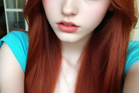 AI girl with red hair wallpaper