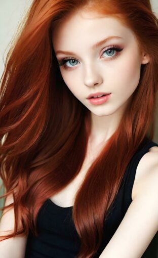 AI girl with red hair wallpaper