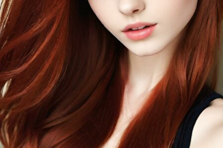 AI girl with red hair wallpaper