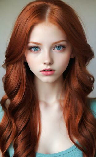 AI girl with red hair wallpaper