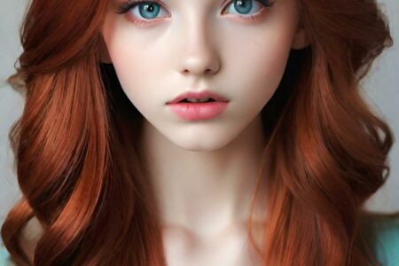 AI girl with red hair wallpaper