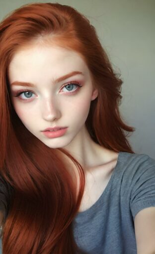 AI girl with red hair wallpaper