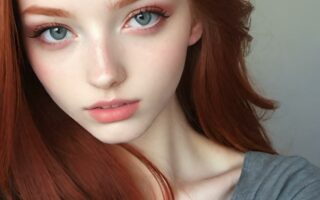 AI girl with red hair wallpaper