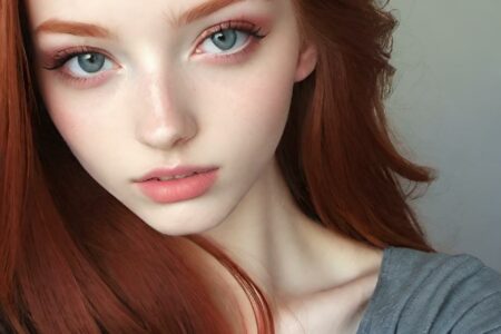 AI girl with red hair wallpaper